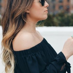 Express off the shoulder black top